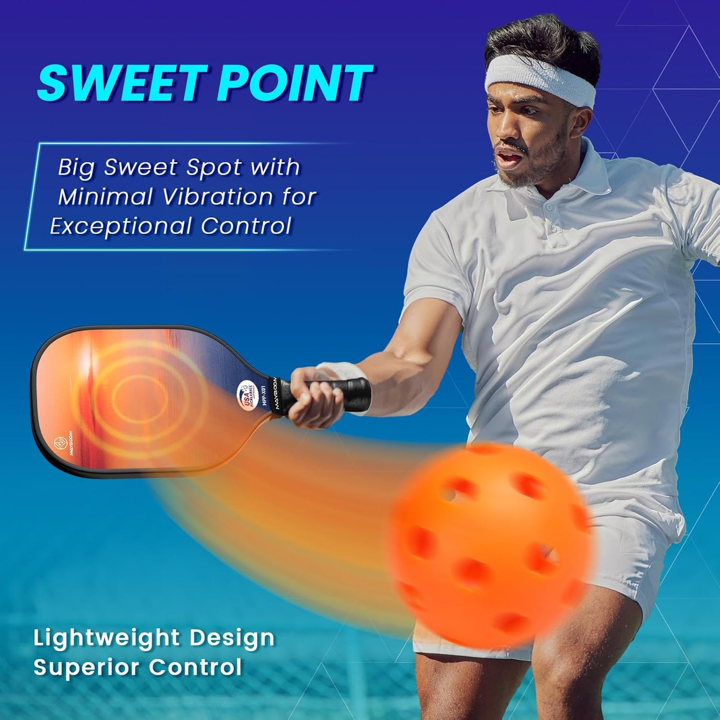 Mayboom Pickleball Paddles Set of 2 or 4, USAPA Approved Pickleball Paddles Set with 4 Pickleball Balls and Pickleball Carry Bag, Fiberglass Pickle Ball Rackets 2 Pack Gifts for Beginners&Pros