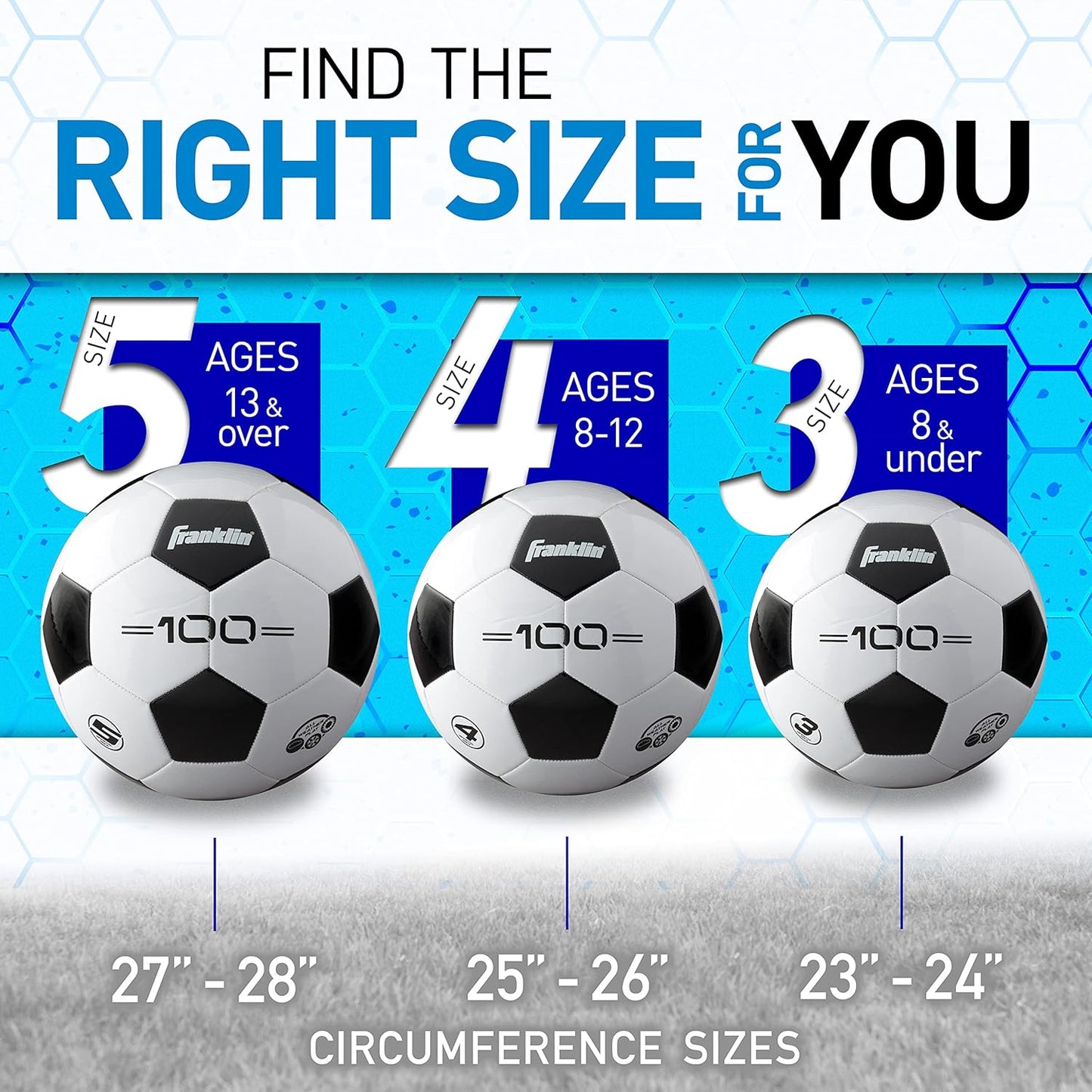 Sports Soccer Balls - Youth & Adult - Sizes 3, 4 & 5 - Single & Bulk Packs - Black & White